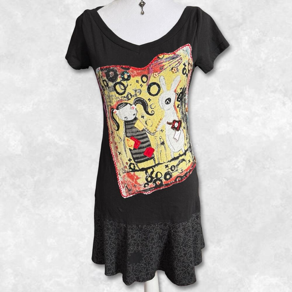 Subversive Euro Button Graphic Mini Dress Size S/M